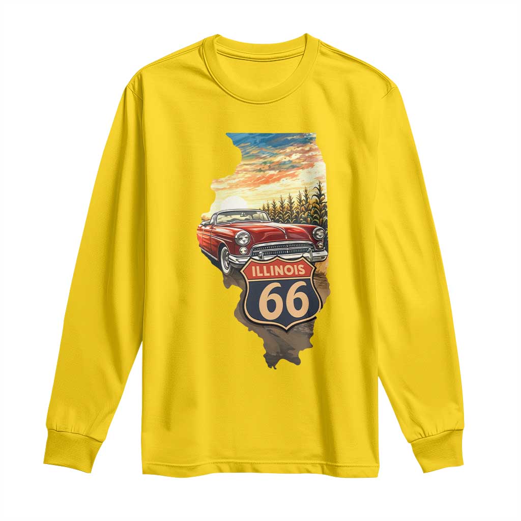 Route Highway 66 Illinois State Pride Long Sleeve Shirt Mother Road Travel Gift