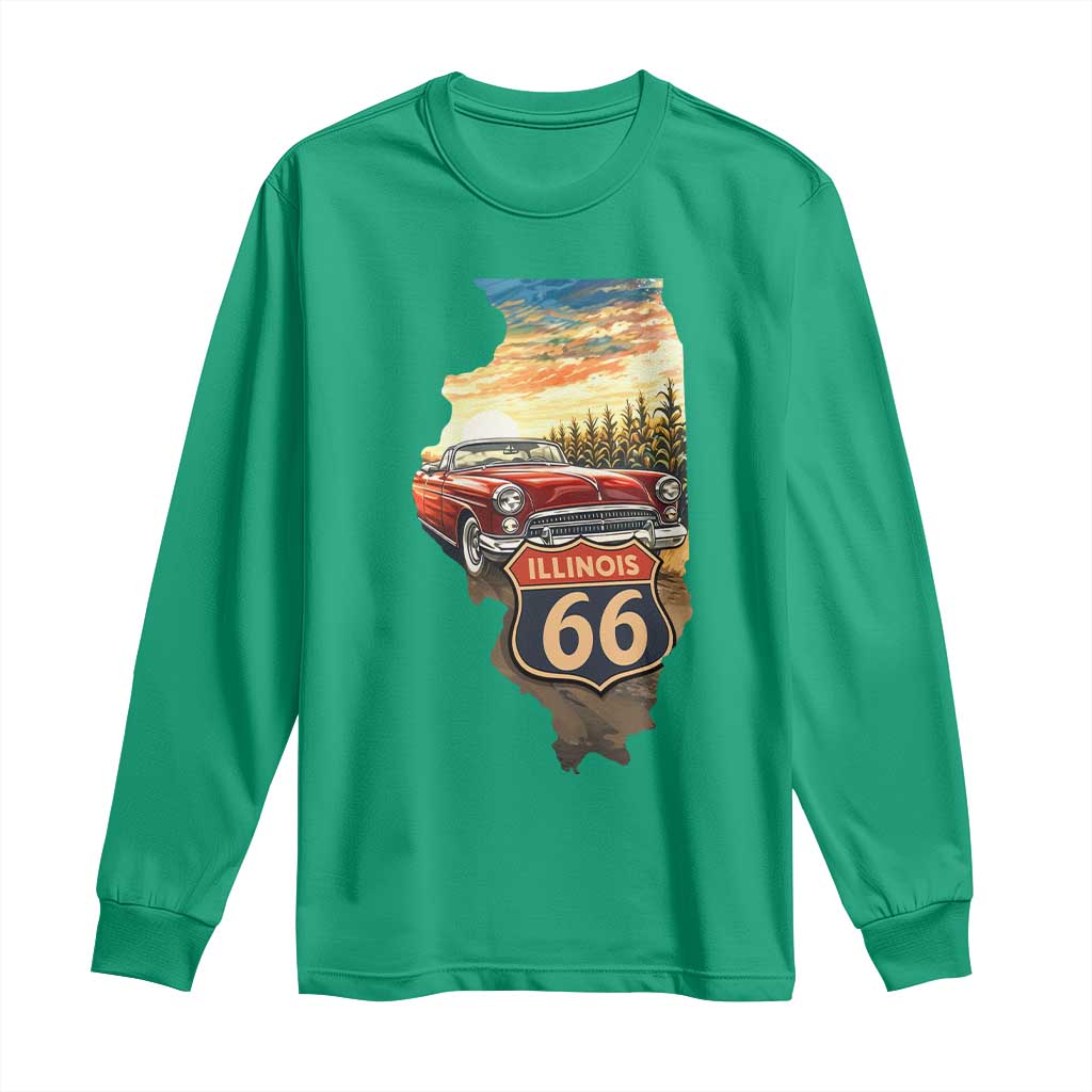 Route Highway 66 Illinois State Pride Long Sleeve Shirt Mother Road Travel Gift