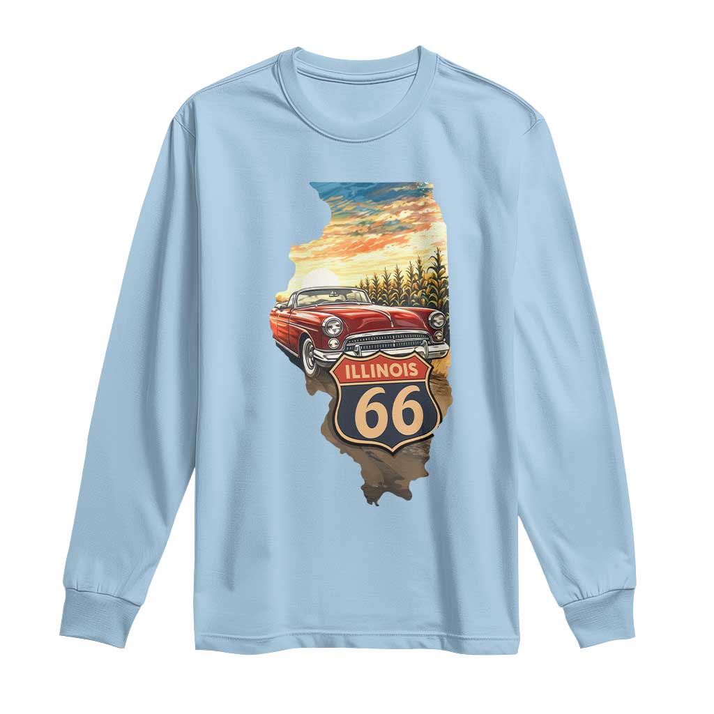 Route Highway 66 Illinois State Pride Long Sleeve Shirt Mother Road Travel Gift