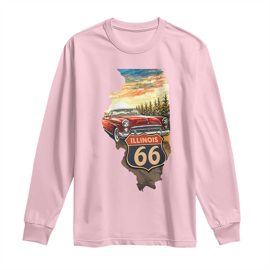 Route Highway 66 Illinois State Pride Long Sleeve Shirt Mother Road Travel Gift