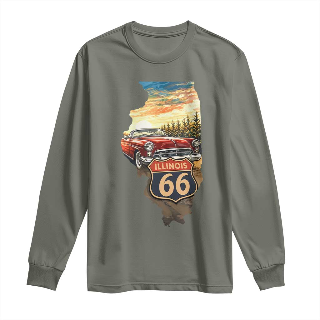 Route Highway 66 Illinois State Pride Long Sleeve Shirt Mother Road Travel Gift