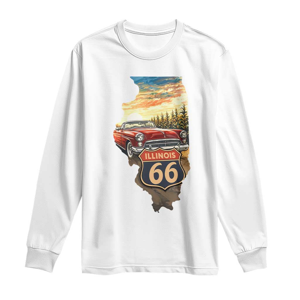 Route Highway 66 Illinois State Pride Long Sleeve Shirt Mother Road Travel Gift