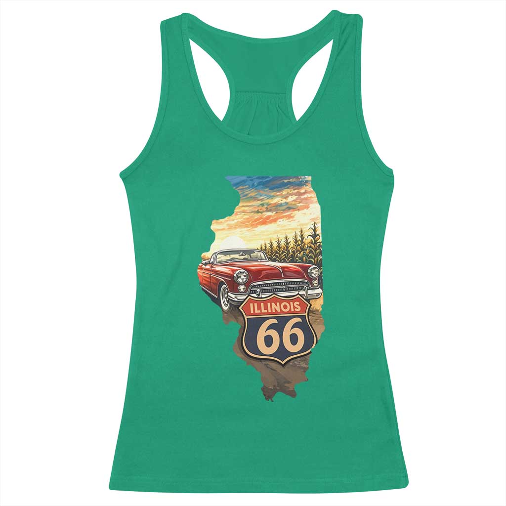 Route Highway 66 Illinois State Pride Racerback Tank Top Mother Road Travel Gift