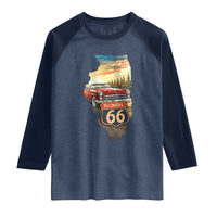 Route Highway 66 Illinois State Pride Raglan Shirt Mother Road Travel Gift