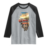 Route Highway 66 Illinois State Pride Raglan Shirt Mother Road Travel Gift