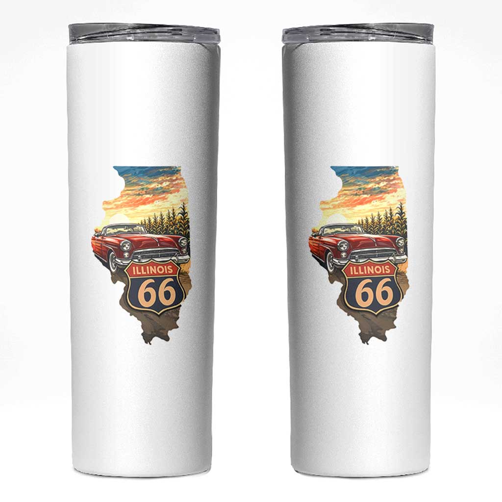Route Highway 66 Illinois State Pride Skinny Tumbler Mother Road Travel Gift