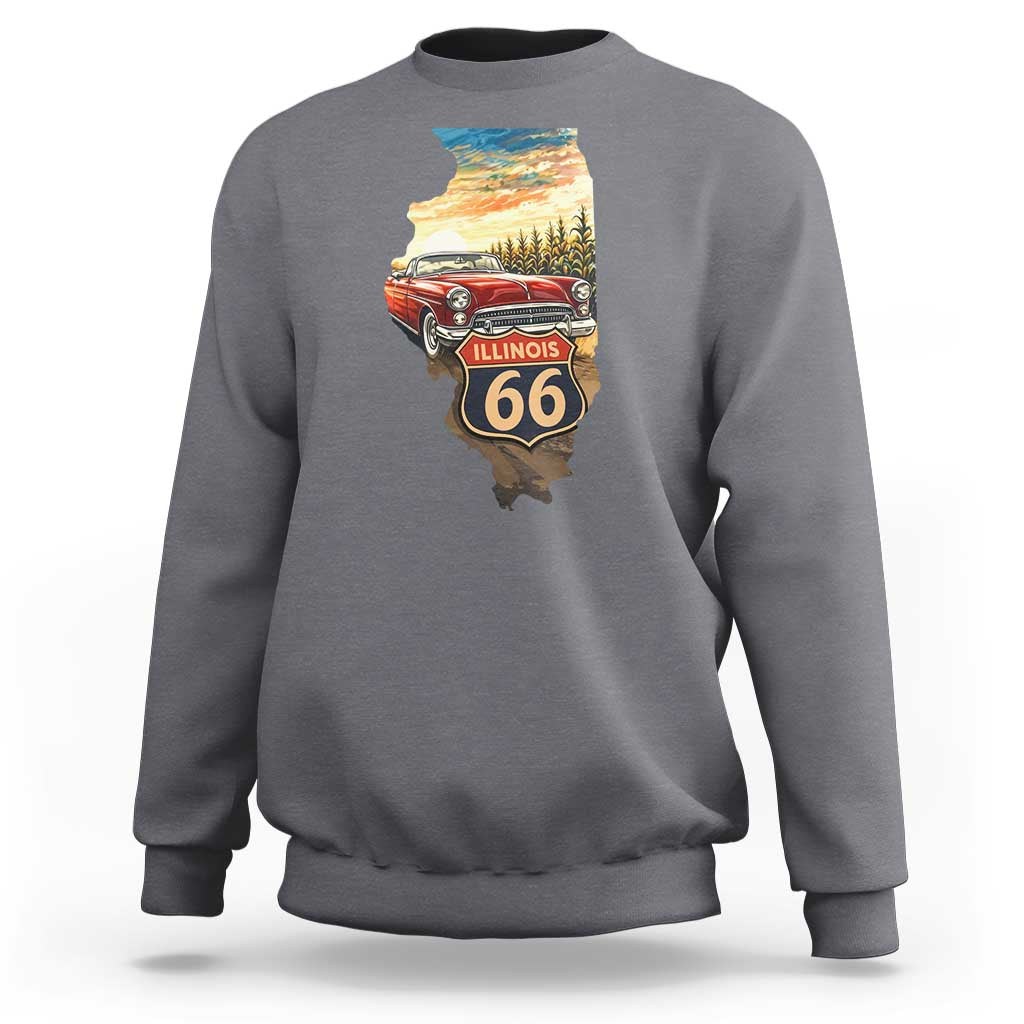 Route Highway 66 Illinois State Pride Sweatshirt Mother Road Travel Gift