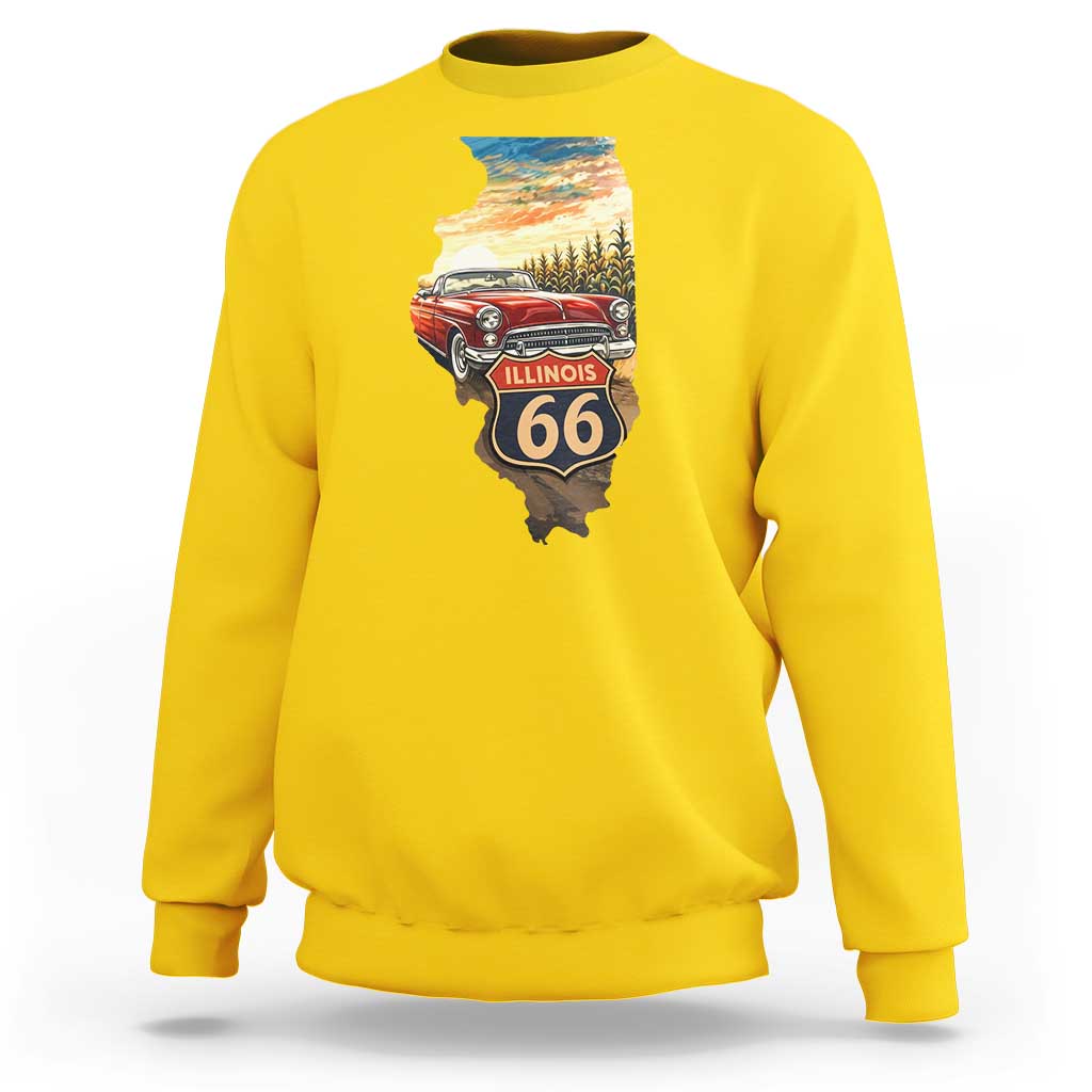 Route Highway 66 Illinois State Pride Sweatshirt Mother Road Travel Gift