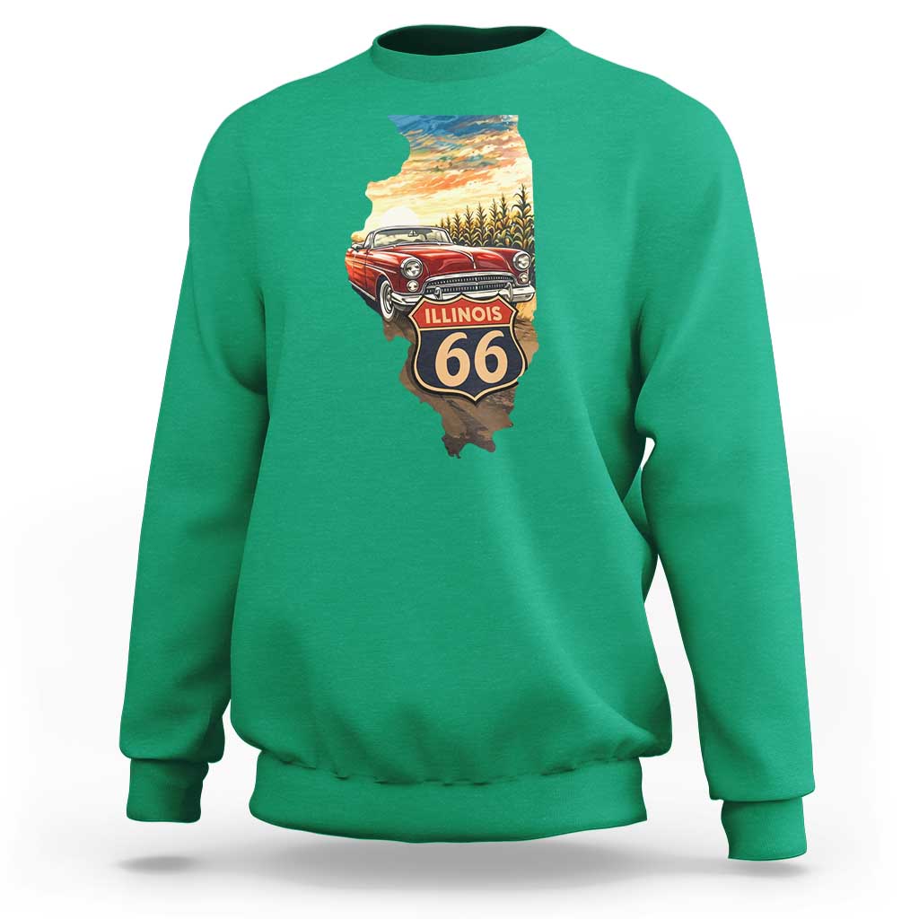 Route Highway 66 Illinois State Pride Sweatshirt Mother Road Travel Gift