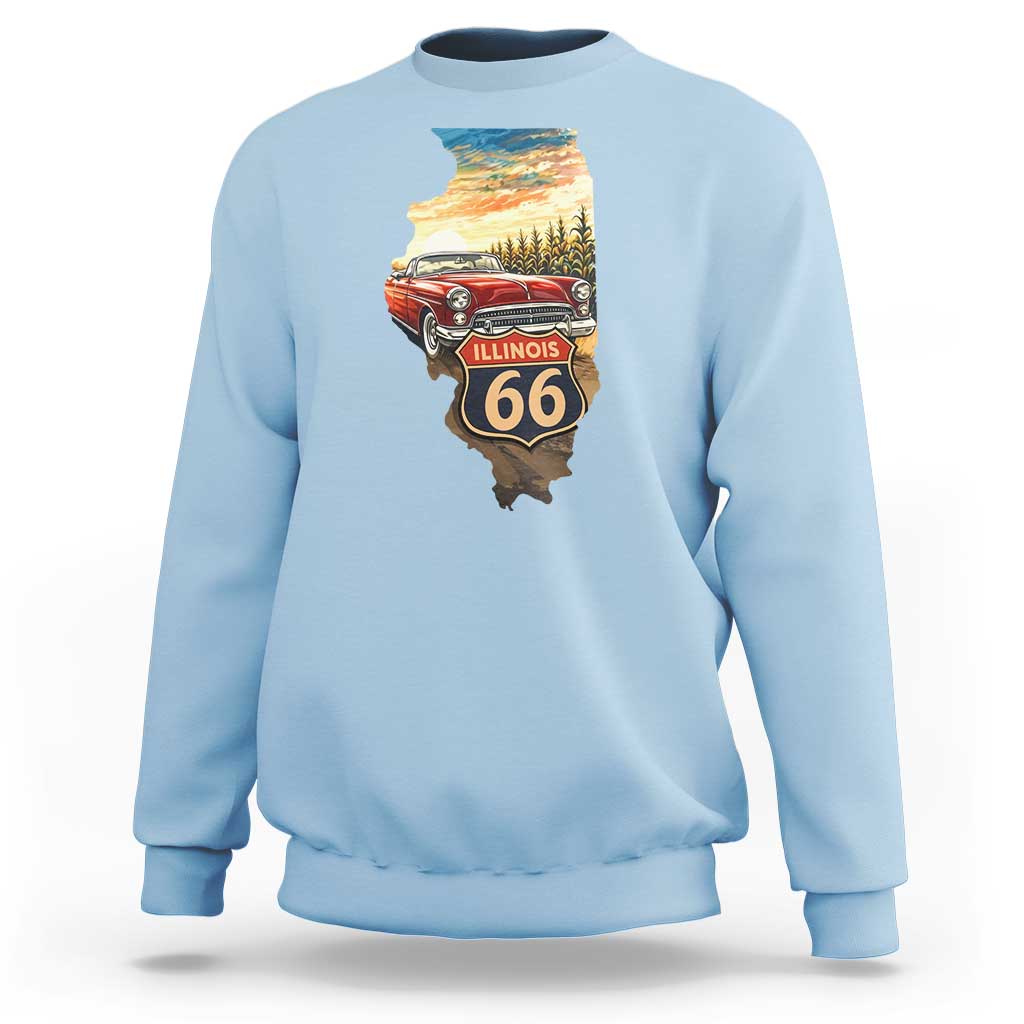 Route Highway 66 Illinois State Pride Sweatshirt Mother Road Travel Gift