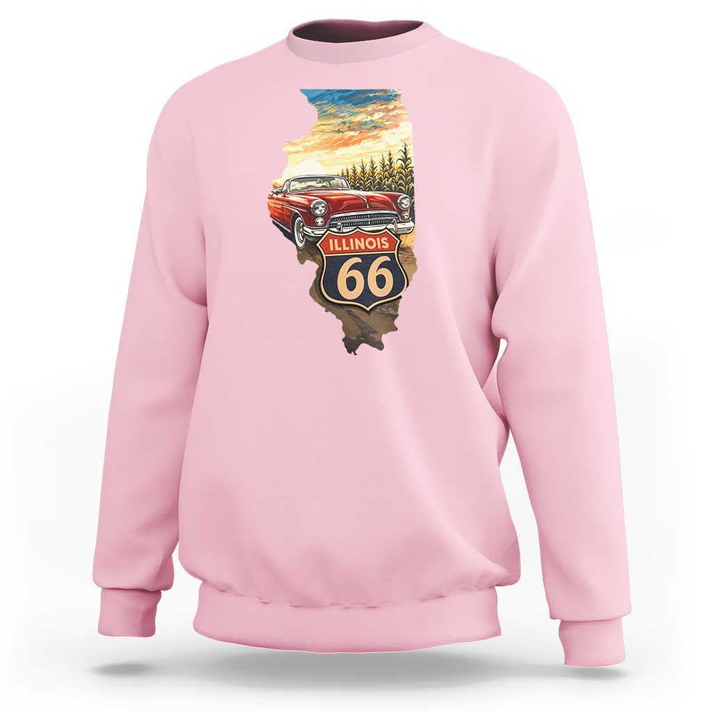 Route Highway 66 Illinois State Pride Sweatshirt Mother Road Travel Gift