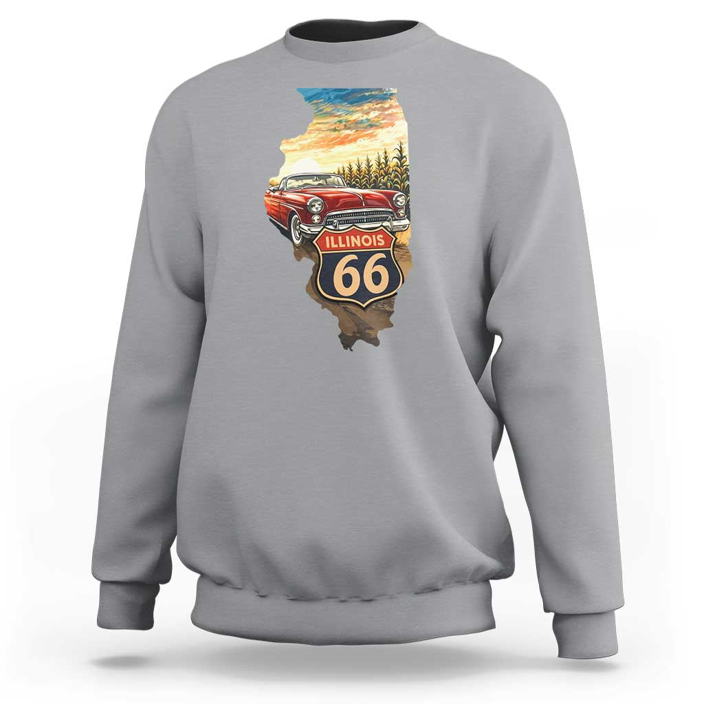 Route Highway 66 Illinois State Pride Sweatshirt Mother Road Travel Gift