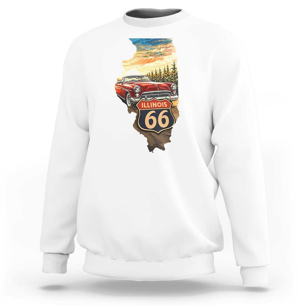 Route Highway 66 Illinois State Pride Sweatshirt Mother Road Travel Gift