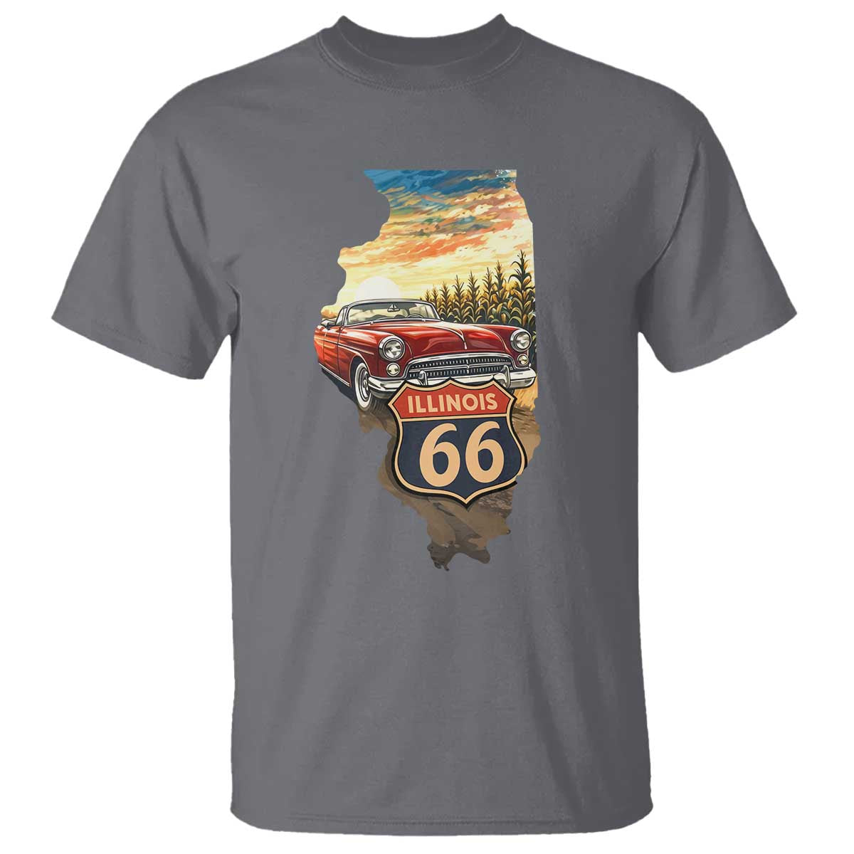 Route Highway 66 Illinois State Pride T Shirt Mother Road Travel Gift