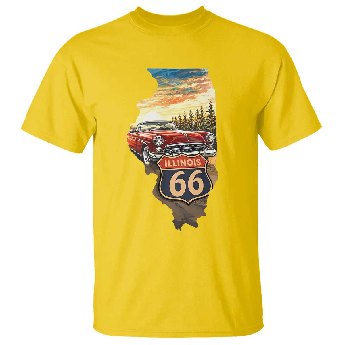 Route Highway 66 Illinois State Pride T Shirt Mother Road Travel Gift