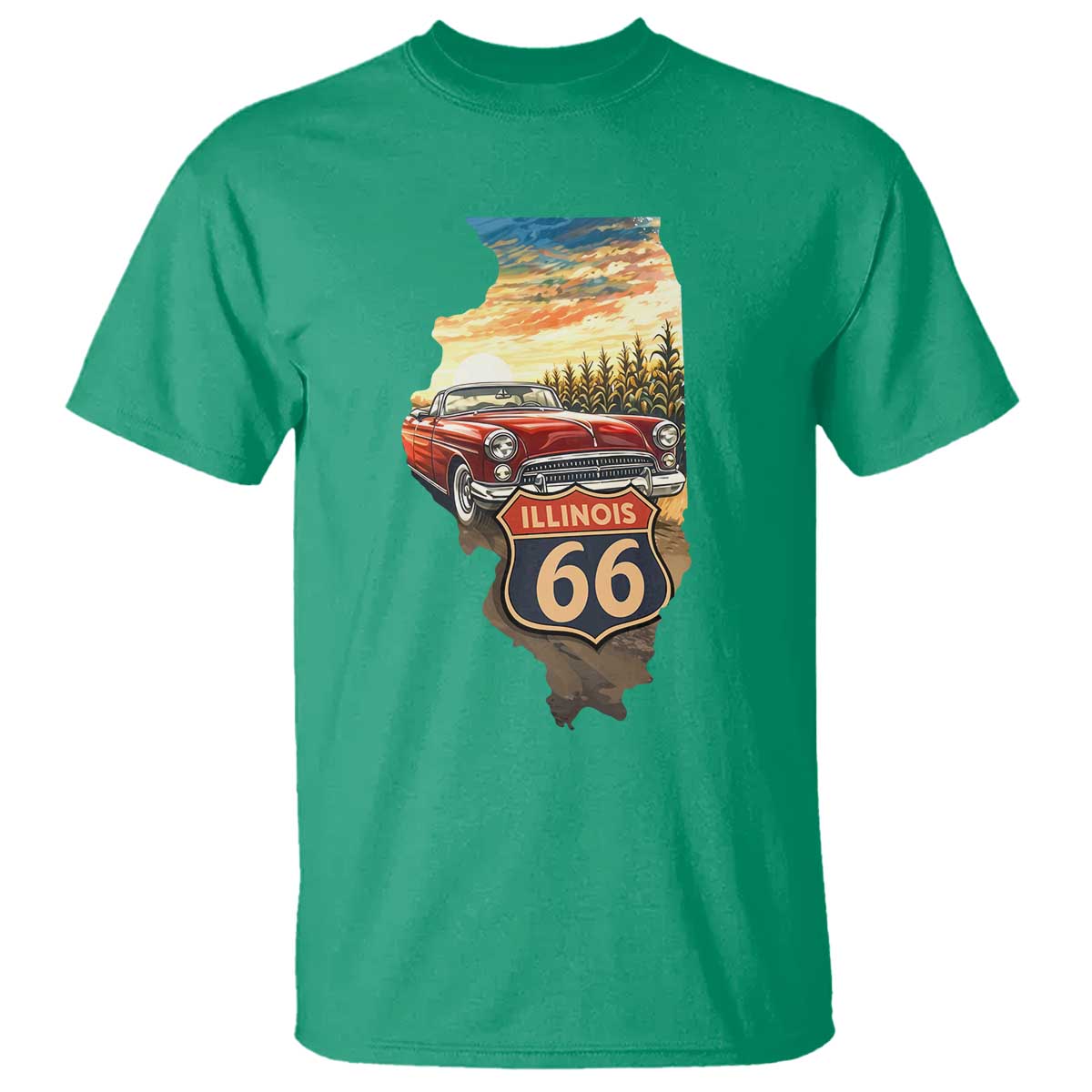 Route Highway 66 Illinois State Pride T Shirt Mother Road Travel Gift