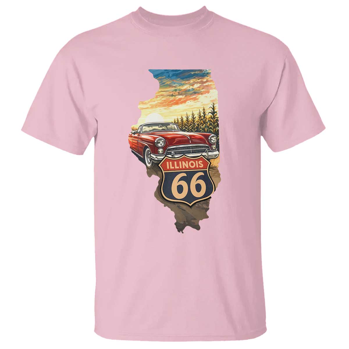 Route Highway 66 Illinois State Pride T Shirt Mother Road Travel Gift