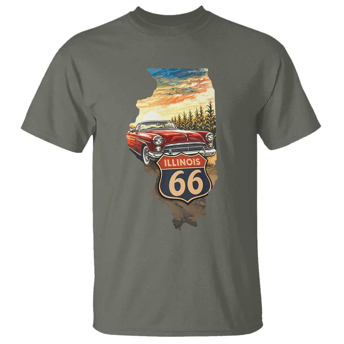Route Highway 66 Illinois State Pride T Shirt Mother Road Travel Gift