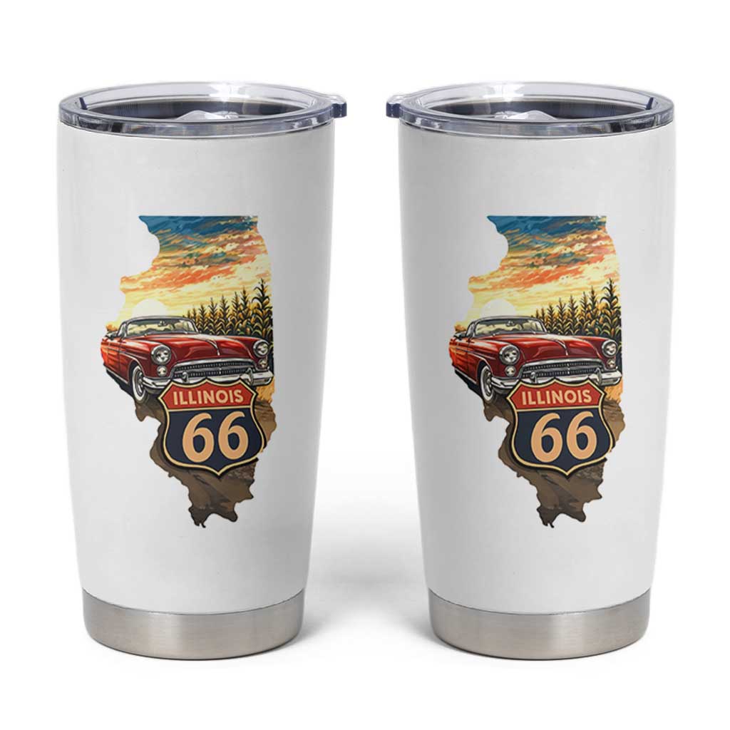 Route Highway 66 Illinois State Pride Tumbler Cup Mother Road Travel Gift