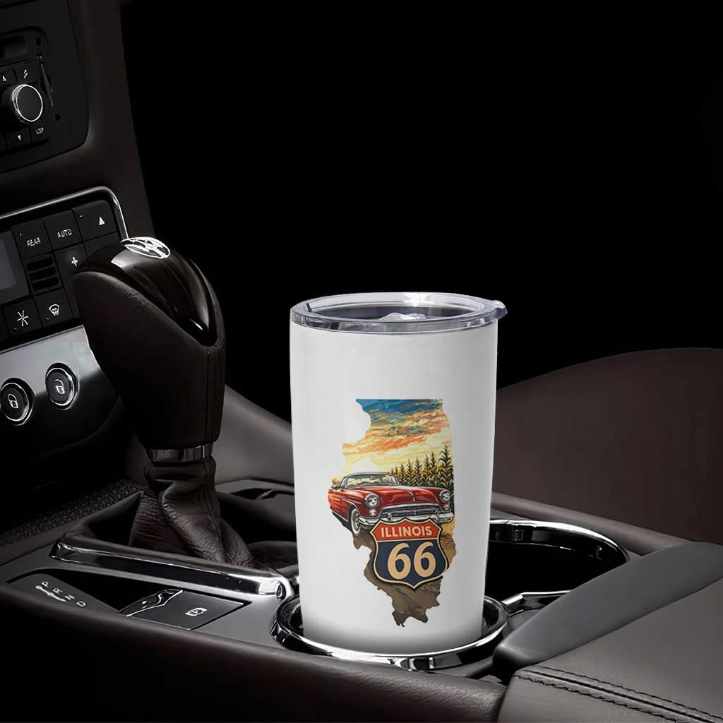 Route Highway 66 Illinois State Pride Tumbler Cup Mother Road Travel Gift