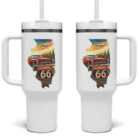 Route Highway 66 Illinois State Pride Tumbler With Handle Mother Road Travel Gift