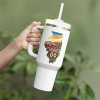 Route Highway 66 Illinois State Pride Tumbler With Handle Mother Road Travel Gift