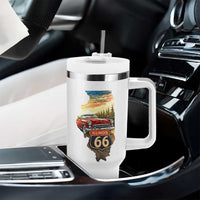 Route Highway 66 Illinois State Pride Tumbler With Handle Mother Road Travel Gift