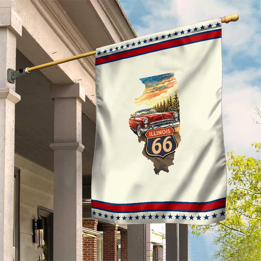 Route Highway 66 Illinois State Pride Garden Flag Mother Road Travel Gift