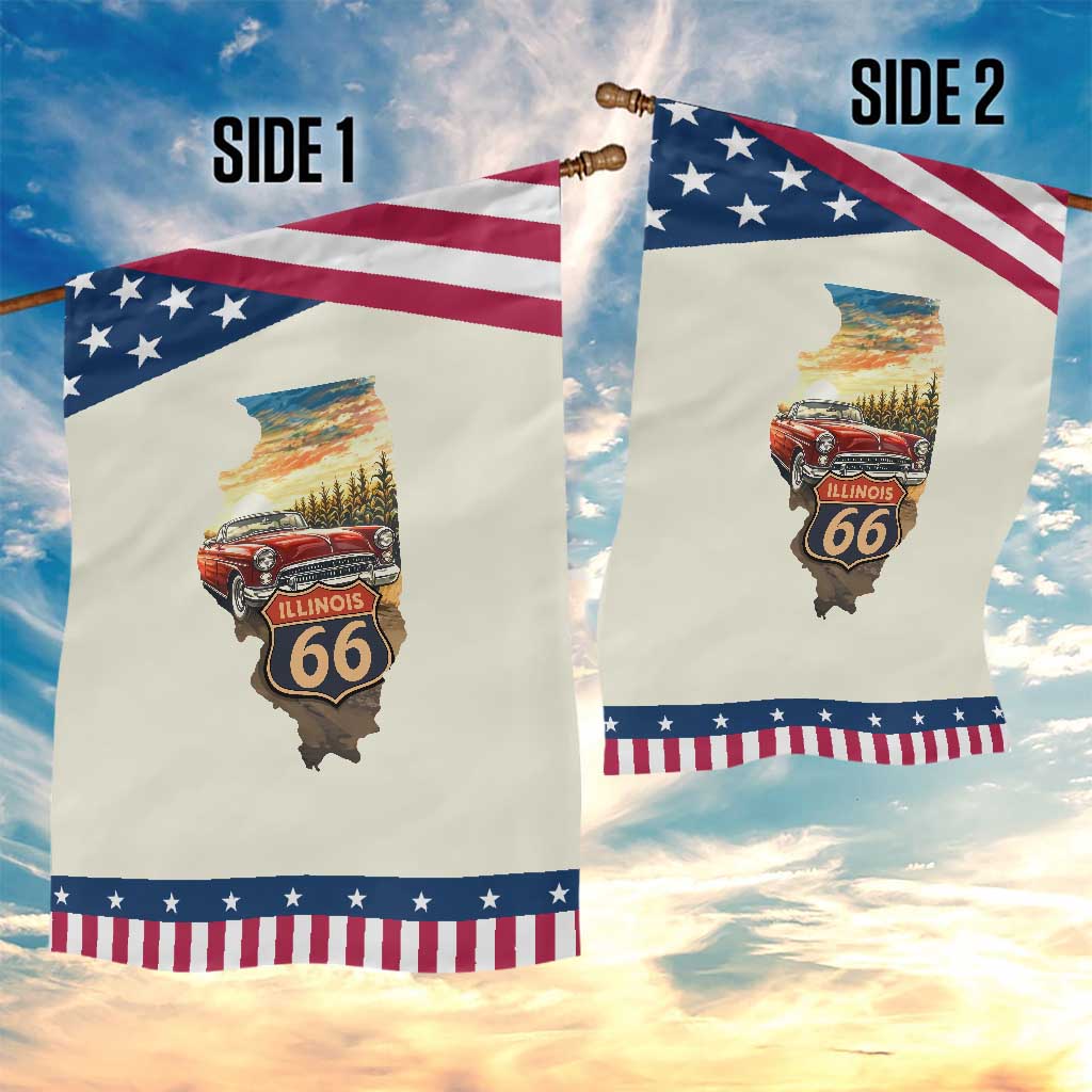 Route Highway 66 Illinois State Pride Garden Flag Mother Road Travel Gift
