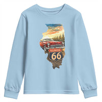 Route Highway 66 Illinois State Pride Youth Sweatshirt Mother Road Travel Gift