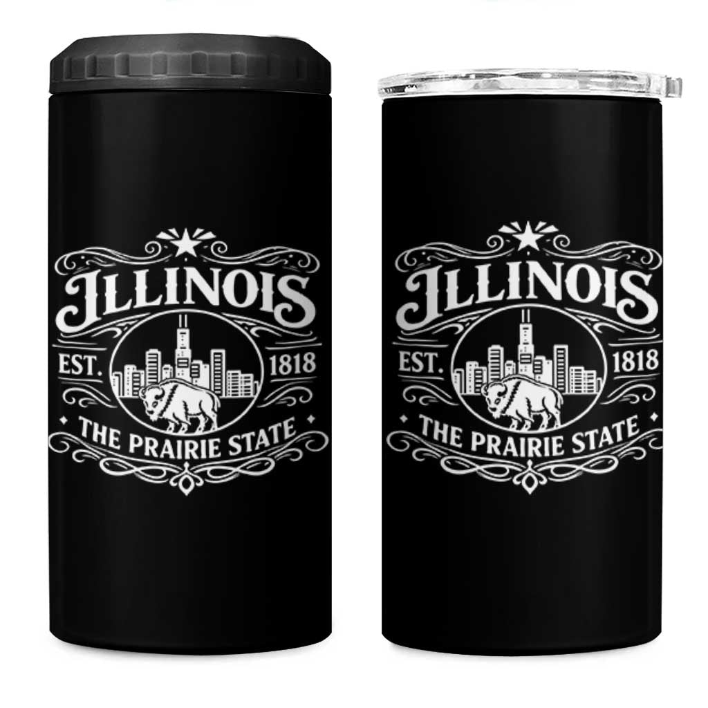 The Prairie State Illinois Souvenir 4 in 1 Can Cooler Tumbler Historic Midwest Gift