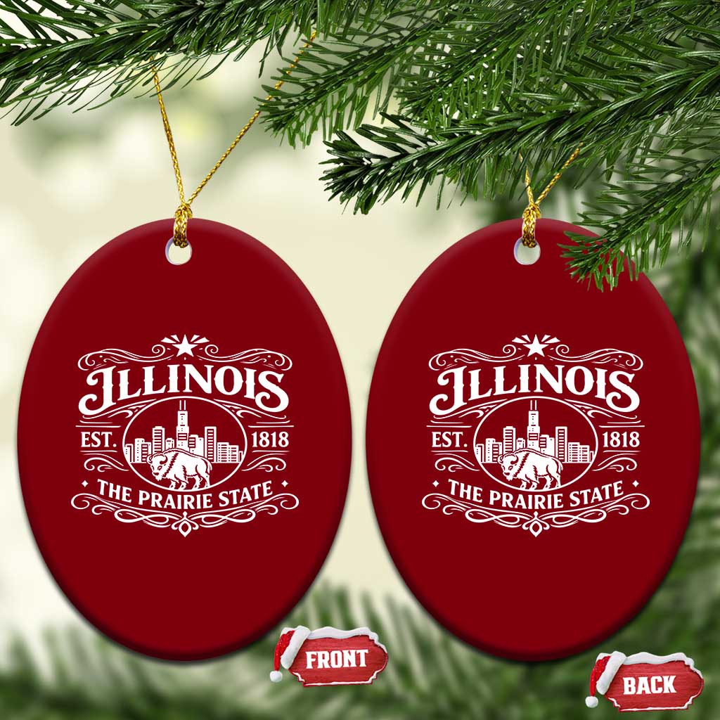 The Prairie State Illinois Souvenir Ceramic Ornament Historic Midwest Gift