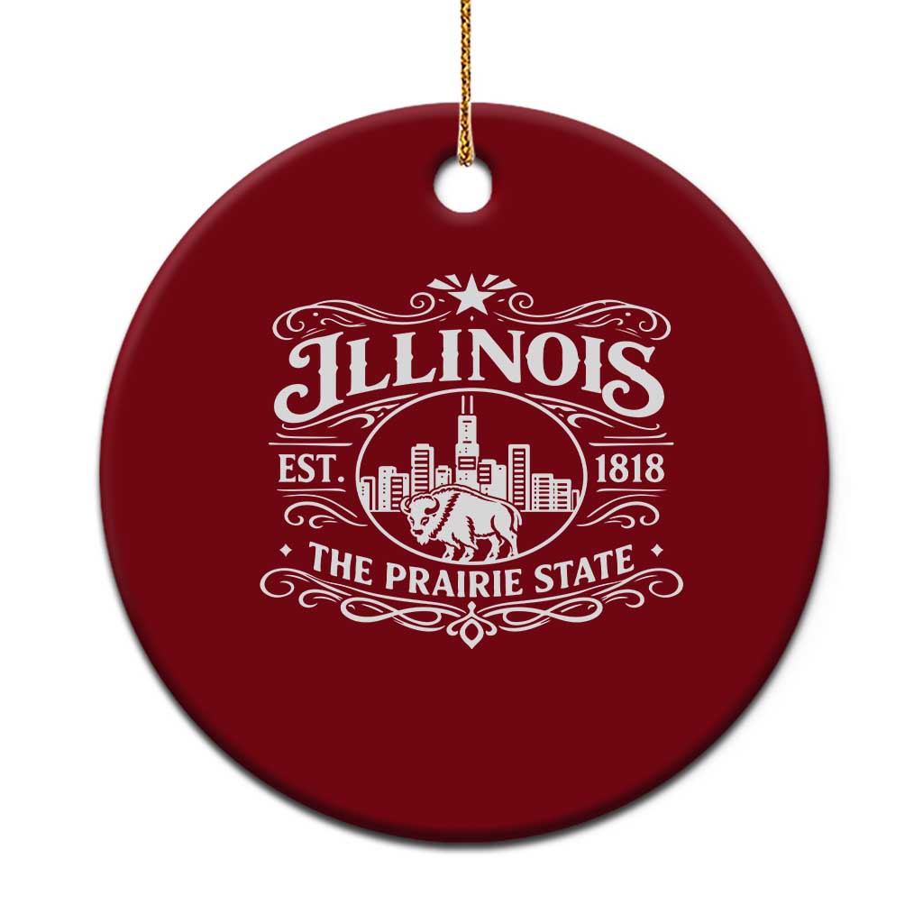 The Prairie State Illinois Souvenir Ceramic Ornament Historic Midwest Gift