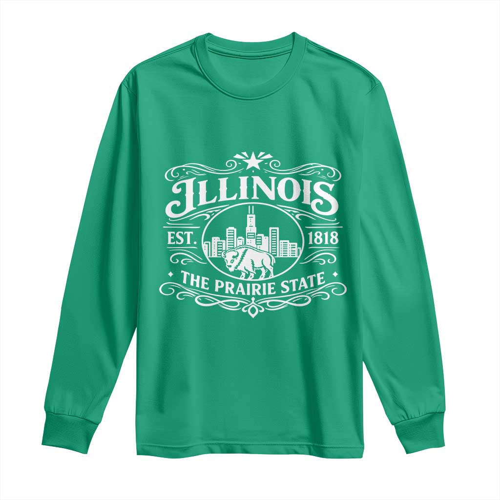 The Prairie State Illinois Souvenir Long Sleeve Shirt Historic Midwest Gift