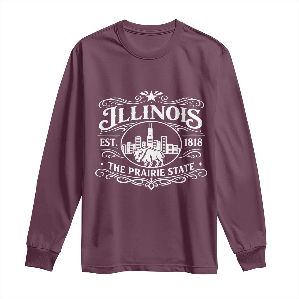 The Prairie State Illinois Souvenir Long Sleeve Shirt Historic Midwest Gift