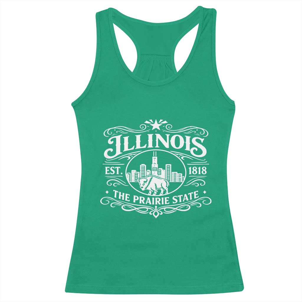 The Prairie State Illinois Souvenir Racerback Tank Top Historic Midwest Gift