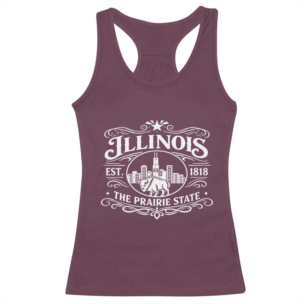 The Prairie State Illinois Souvenir Racerback Tank Top Historic Midwest Gift