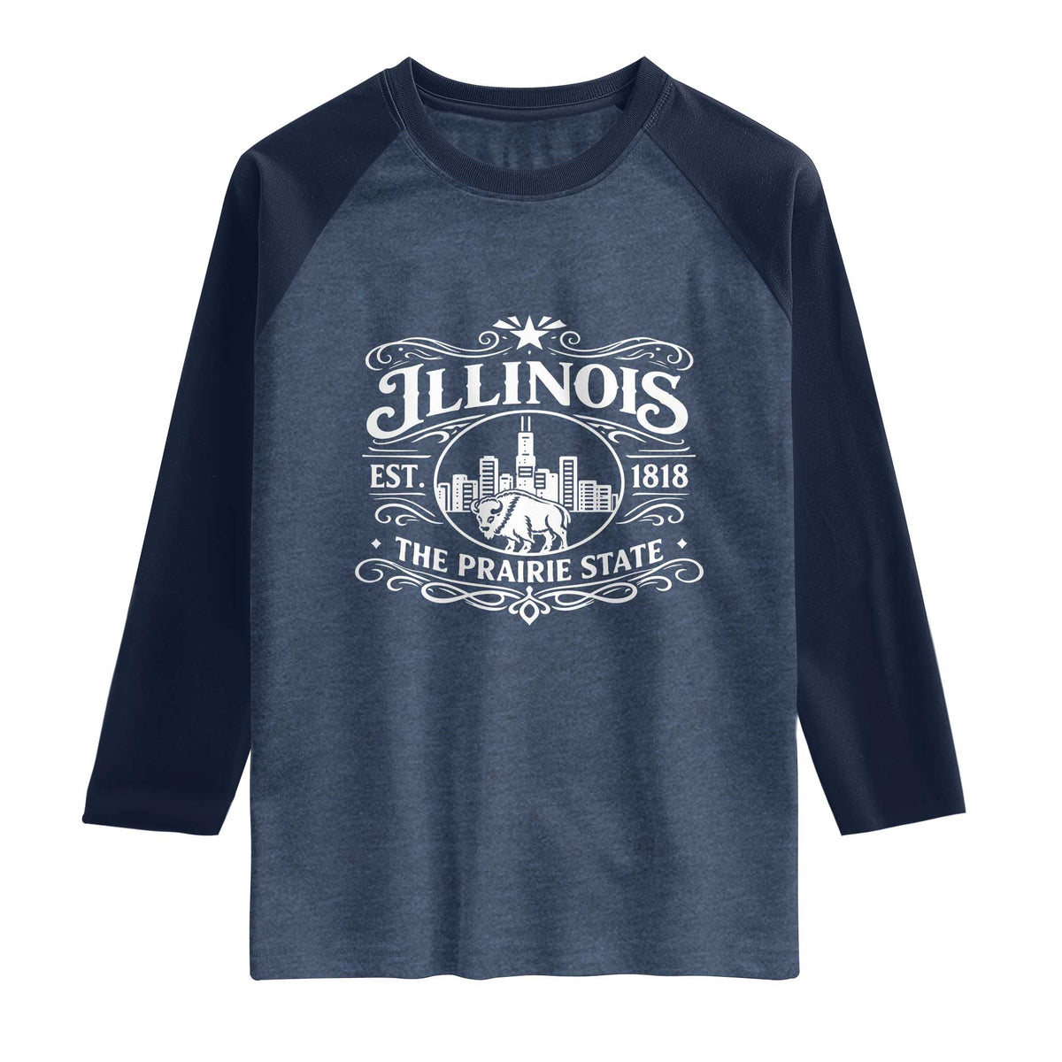 The Prairie State Illinois Souvenir Raglan Shirt Historic Midwest Gift