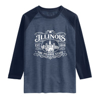 The Prairie State Illinois Souvenir Raglan Shirt Historic Midwest Gift