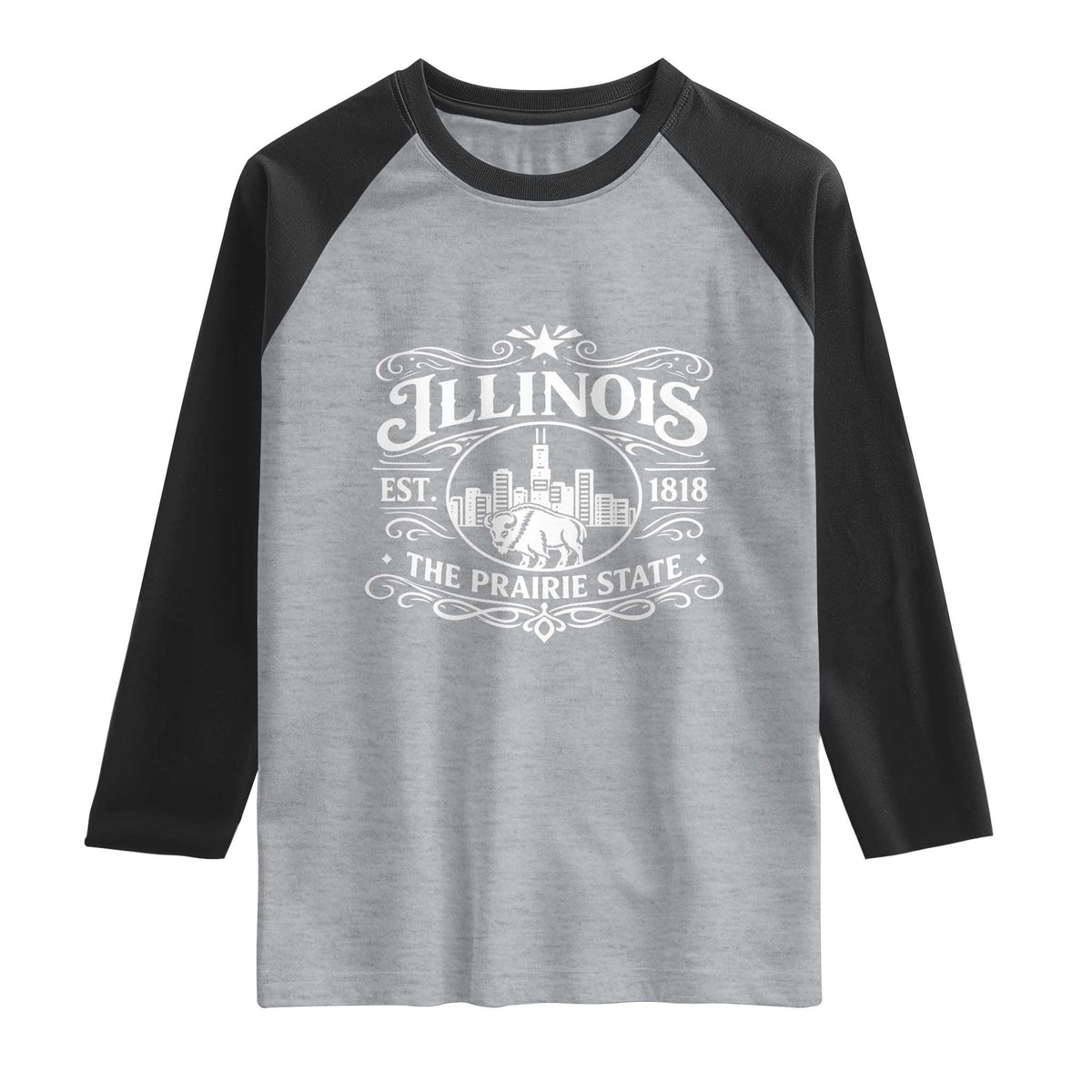 The Prairie State Illinois Souvenir Raglan Shirt Historic Midwest Gift