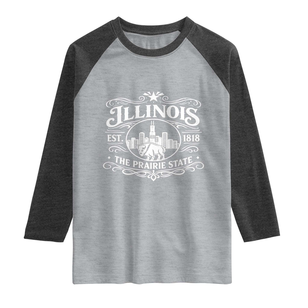 The Prairie State Illinois Souvenir Raglan Shirt Historic Midwest Gift