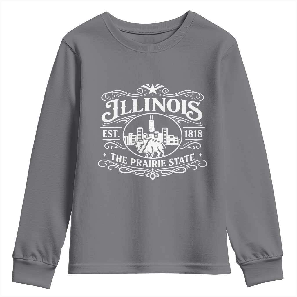The Prairie State Illinois Souvenir Youth Sweatshirt Historic Midwest Gift