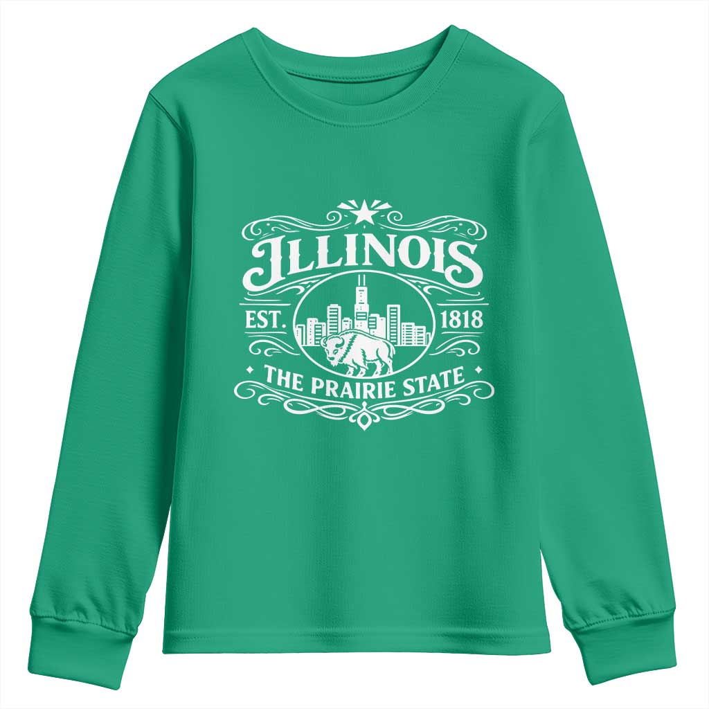 The Prairie State Illinois Souvenir Youth Sweatshirt Historic Midwest Gift