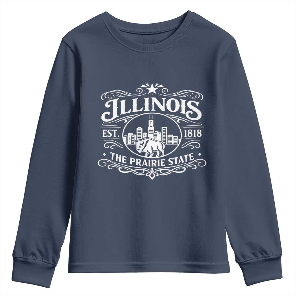 The Prairie State Illinois Souvenir Youth Sweatshirt Historic Midwest Gift