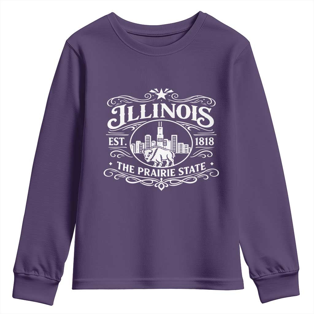 The Prairie State Illinois Souvenir Youth Sweatshirt Historic Midwest Gift