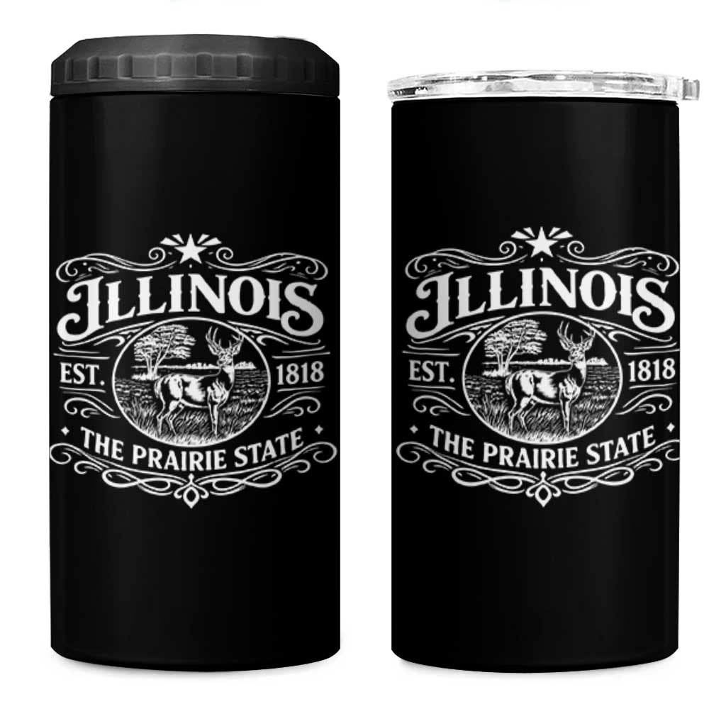 Illinois State Pride 4 in 1 Can Cooler Tumbler The Prairie State Souvenir Gift