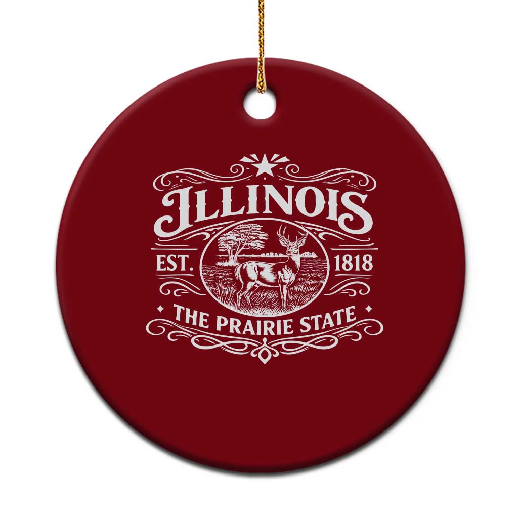 Illinois State Pride Ceramic Ornament The Prairie State Souvenir Gift
