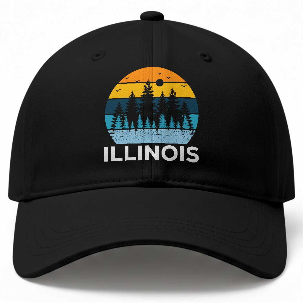 Vintage Illinois Mountain Forest Baseball Cap Nature Adventure Gift