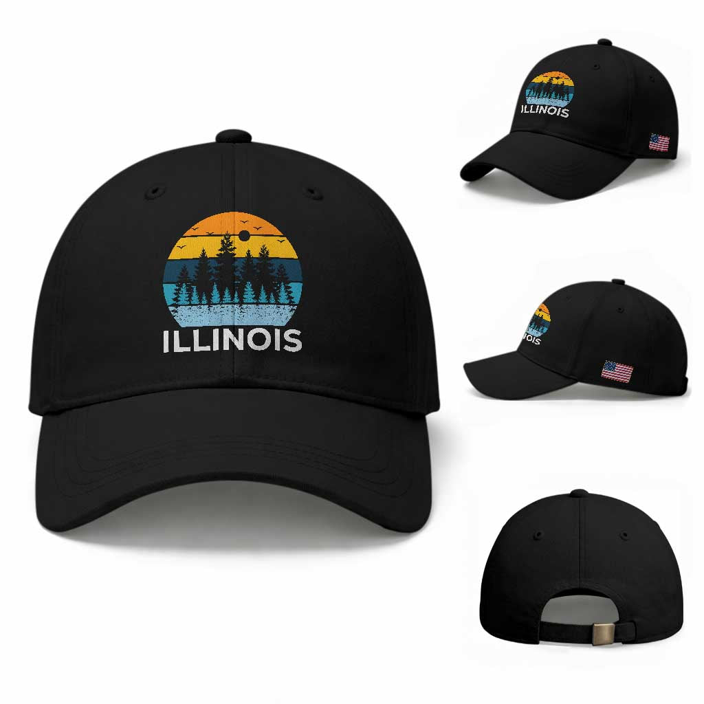 Vintage Illinois Mountain Forest Baseball Cap Nature Adventure Gift