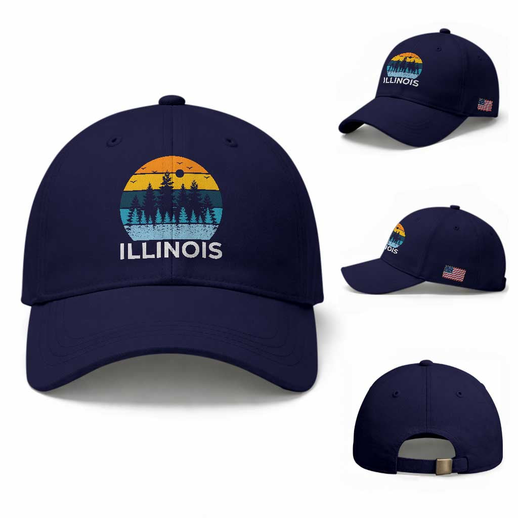 Vintage Illinois Mountain Forest Baseball Cap Nature Adventure Gift